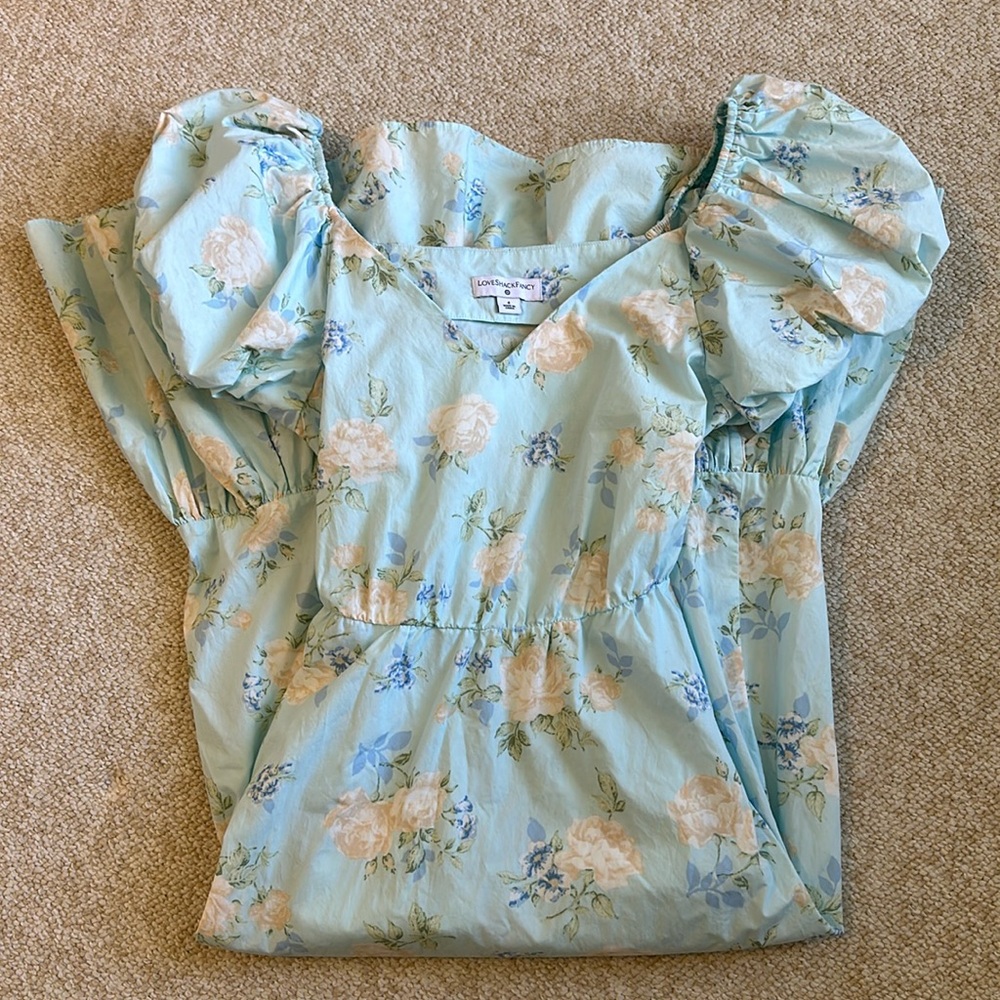 Loveshackfancy x Target Blue Floral Midi Dress Size 4